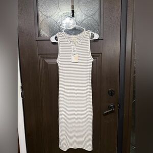 Thread & Supply Super Soft Cream and Black Striped Midi Dress